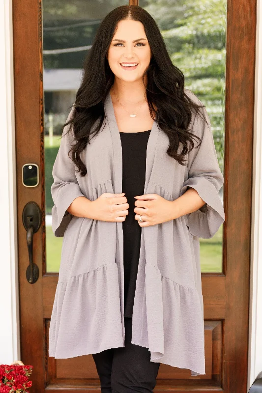 Cardigan for chilly mornings -Under The Moon Cardigan, Gray