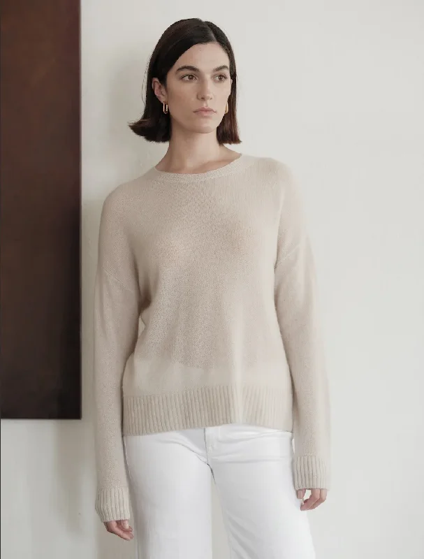 Pullover sweater with block hem -24FHA0108 W.Cashmere Abby Crewneck Pullover