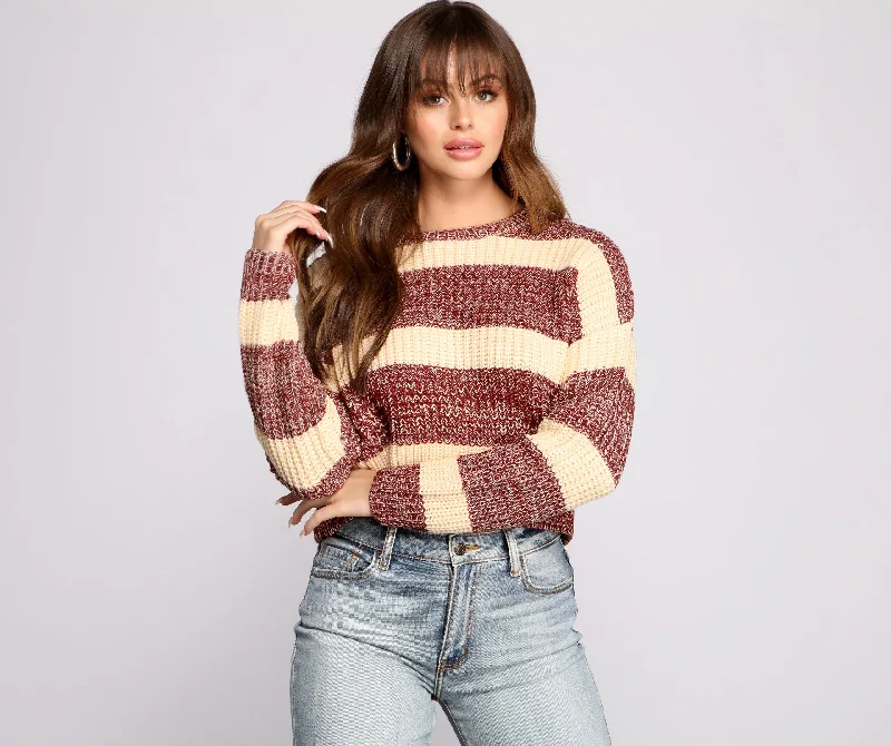 Pullover sweater for spring trips -All About The Stripes Cropped Sweater