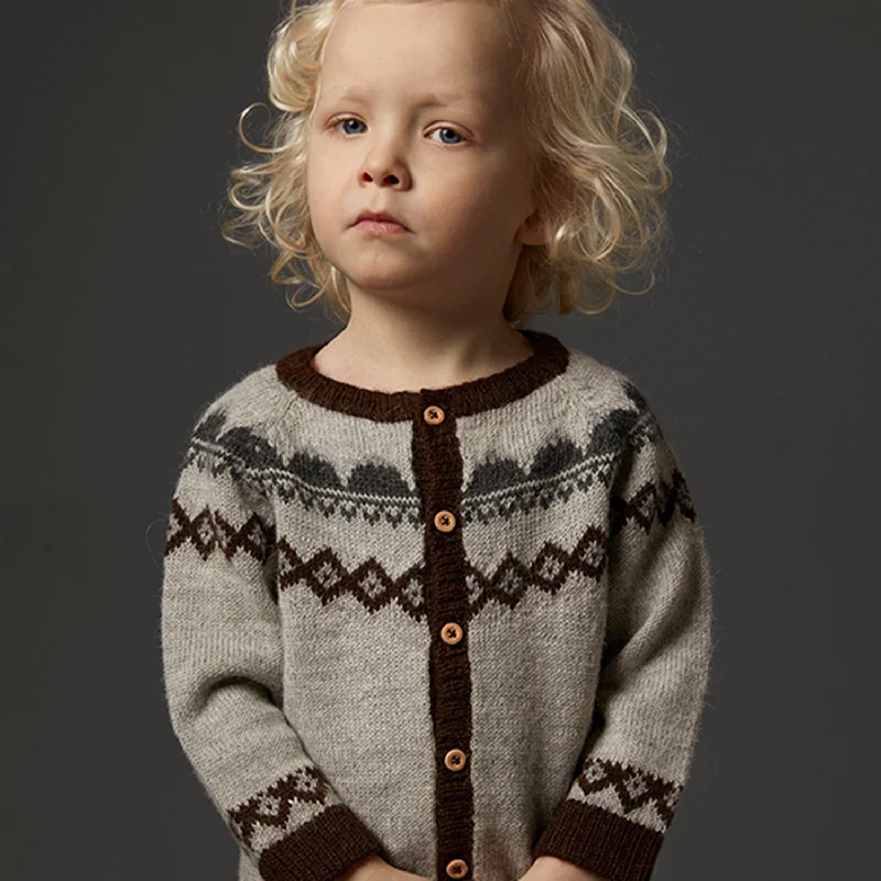 Cardigan with eyelet details -Baby & Kids Alpaca Mountain Cardigan - Grey