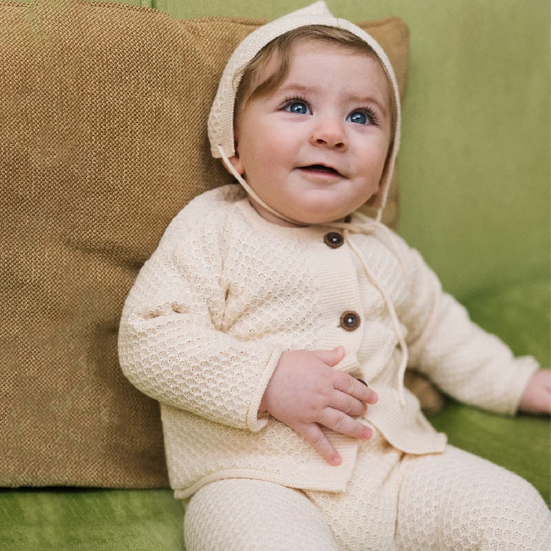 Lightweight cardigan for layering -Baby Cotton Cloud Cardigan - Milk