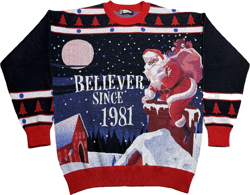 Pullover sweater for outdoor walks -Believer Since 1981 Knitted Christmas Sweater