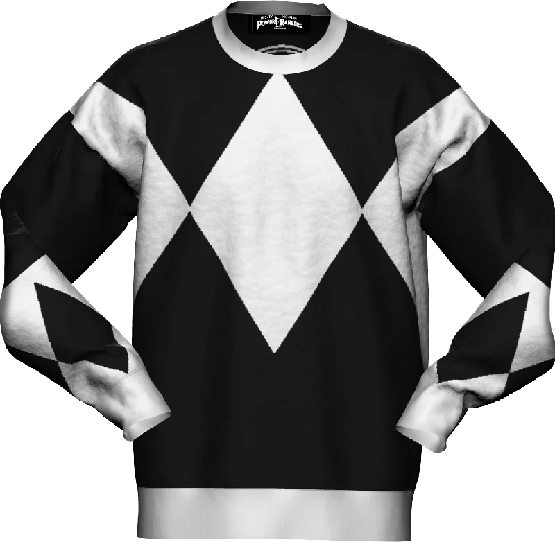 Pullover sweater with sun hem -Black Ranger Mighty Morphin Power Rangers Knitted Sweater