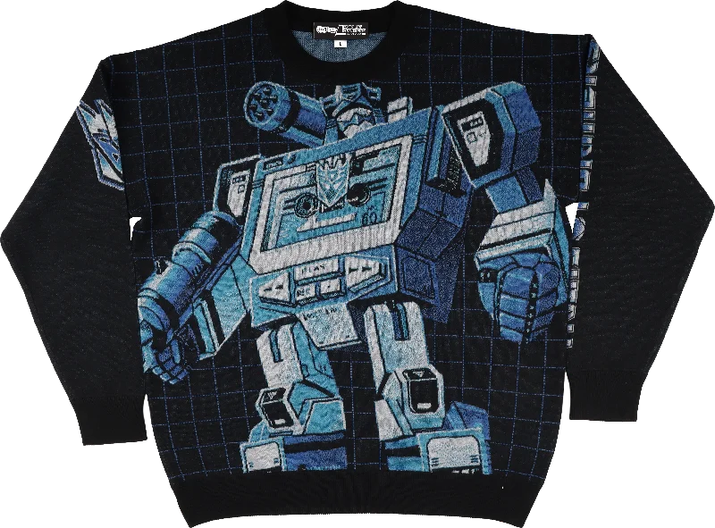 Pullover sweater for winter trips -Box Art Soundwave Transformers Knitted Sweater