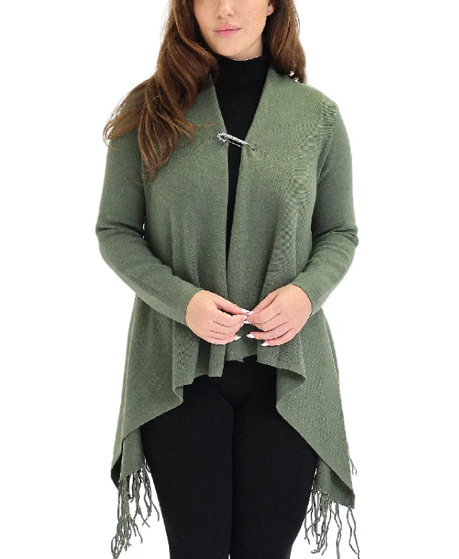 Cardigan for winter nights -Cardigan Sweater w/ Fringe Trim