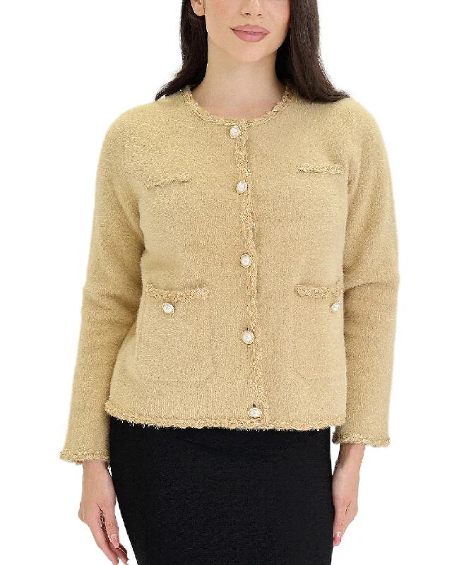 Cardigan for fall trips -Cardigan Sweater w/ Metallic Trim