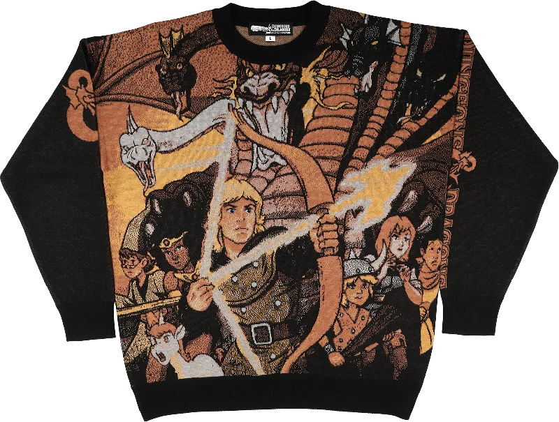 Pullover sweater with swirl cuffs -Cartoon Characters Dungeons & Dragons Knitted Sweater