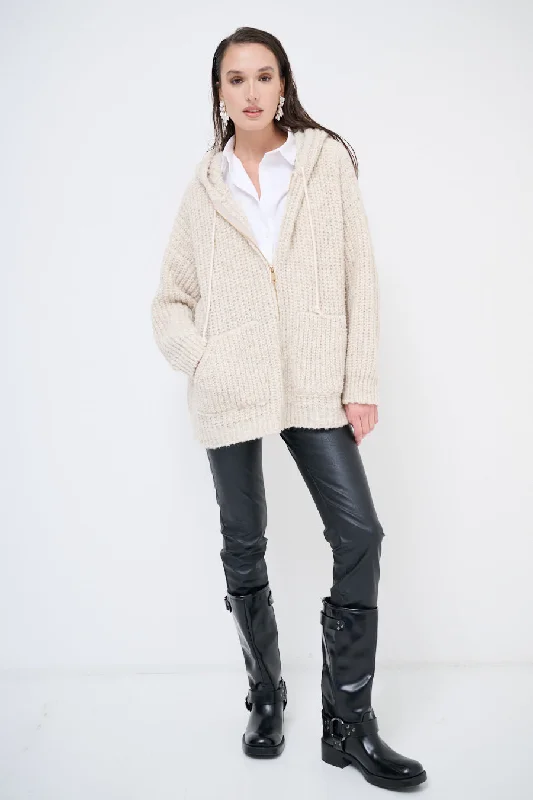 Cardigan for fall walks -Chunky knit hooded cardigan wholesale