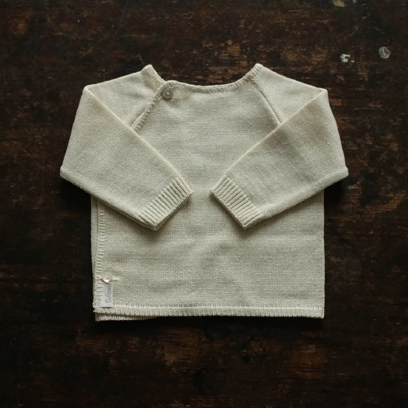 Cardigan for holiday gifts -Baby Bourette Silk Side Close Cardigan - Natural