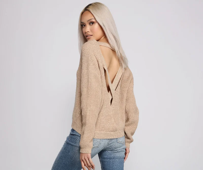 Pullover sweater with short collar -Cozy And Chic V Neck Sweater