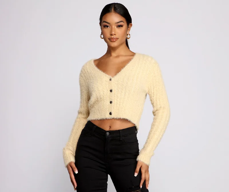 Cardigan with thin cuffs -Cozy Vibes Cropped Cardigan