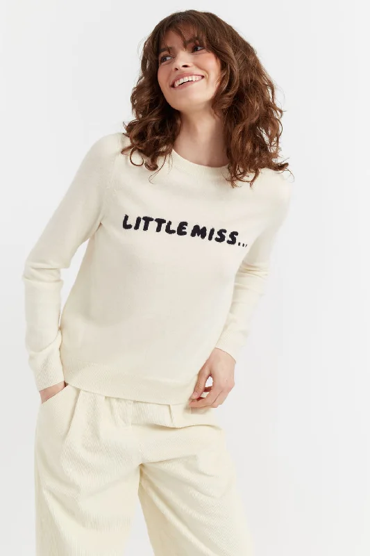 Pullover sweater for spring layering -Cream Wool-Cashmere Little Miss Sweater