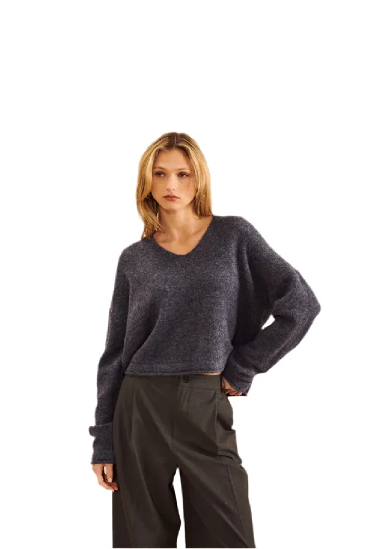 Pullover sweater with star cuffs -Dalton Sweater I Blue Dusk