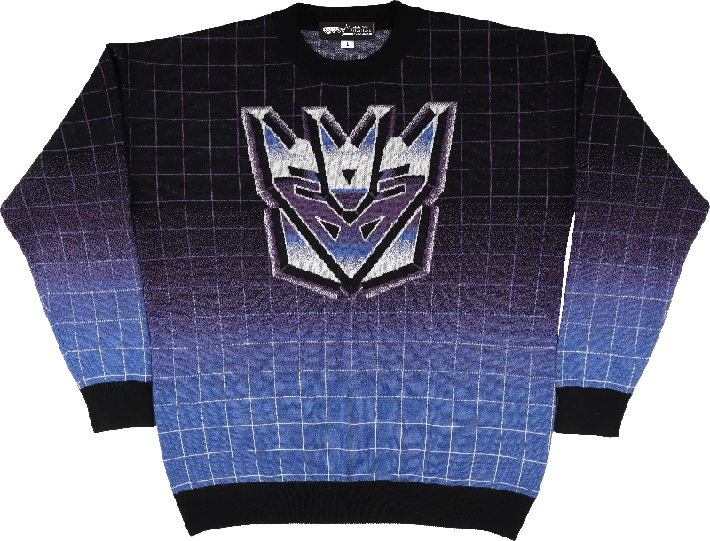 Pullover sweater for cozy trips -Decepticons Logo Transformers Knitted Sweater