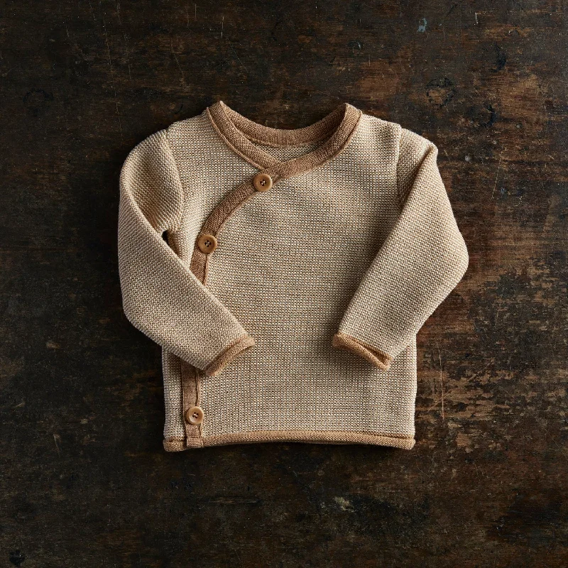 Cardigan with animal print -Baby & Kids Merino Wool Cardigan - Caramel/Natural