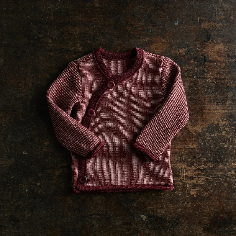 Cardigan with leather patches -Baby & Kids Merino Wool Cardigan - Cassis/Rose