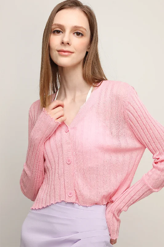 Cardigan with side collar -Ellie See-thru Cropped Cardigan