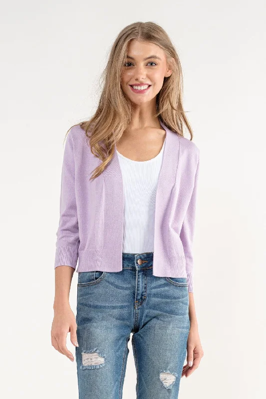 Cardigan with gathered cuffs -Essential Cardigan I Lilac