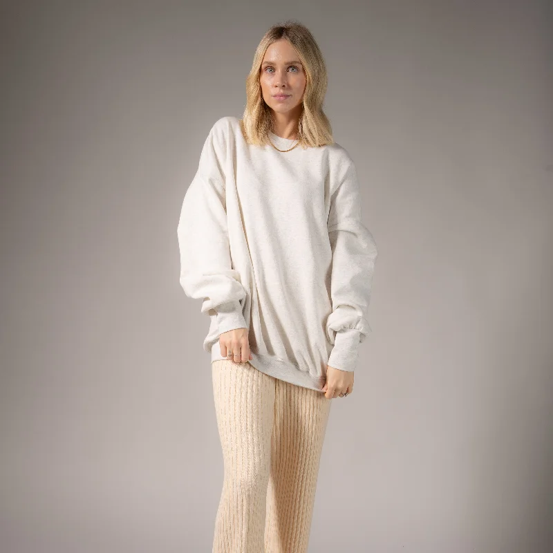 Pullover sweater with grid cuffs -Essentials - Jump Jumper - Pebble Heather