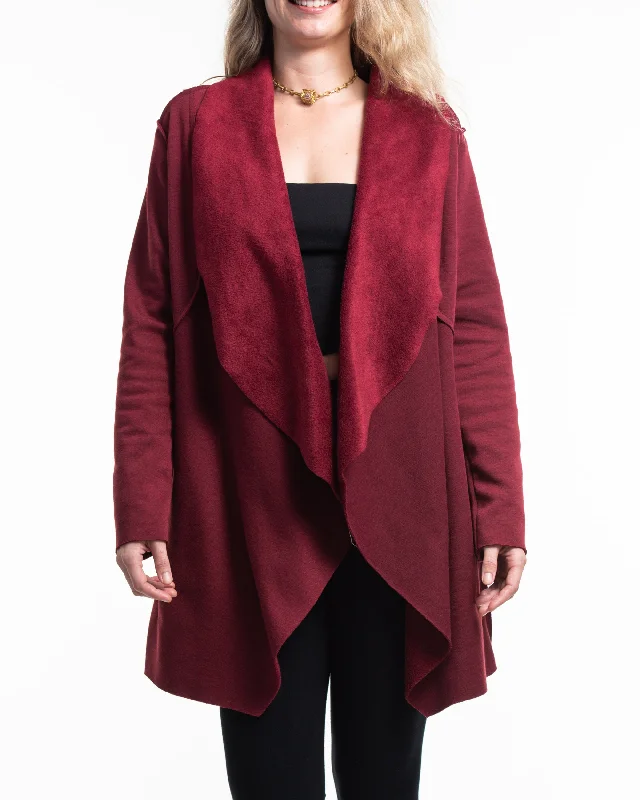 Cardigan for casual trips -Fleece Cardigan in Red