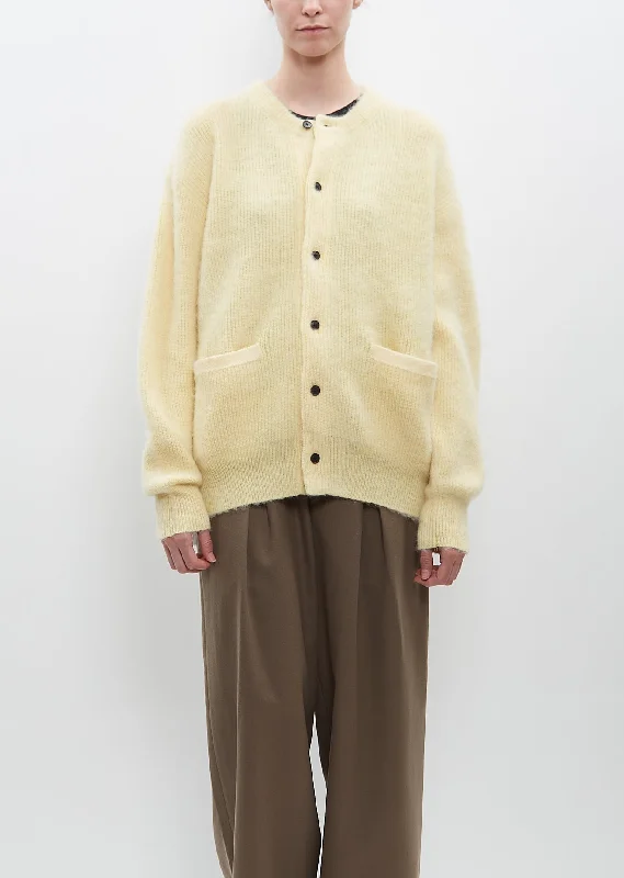 Cardigan with loose cuffs -Kid Mohair Cardigan — Cream