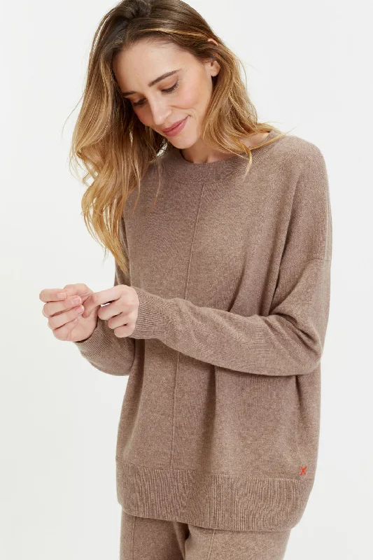 Pullover sweater with sun cuffs -Hazel Wool-Cashmere Slouchy Sweater