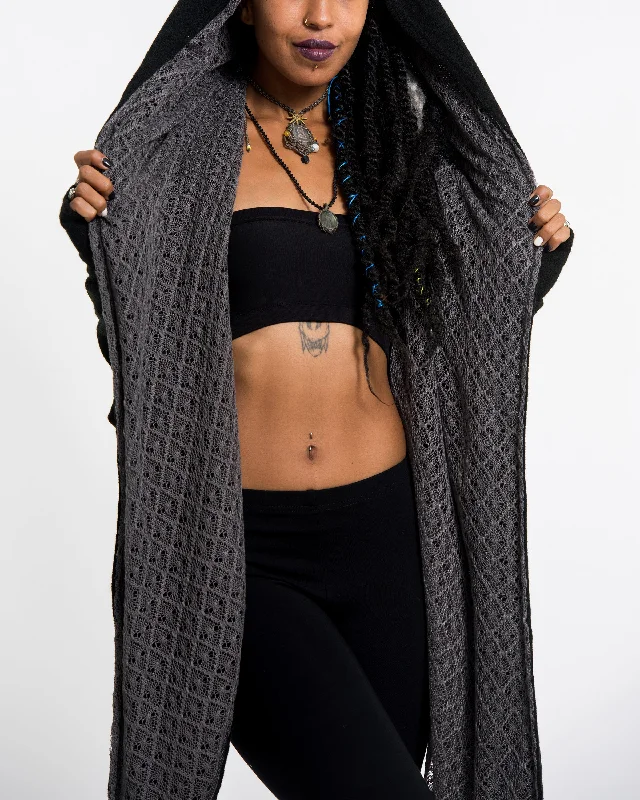 Cardigan with sun collar -Hoodie Shawl Cardigan in Black