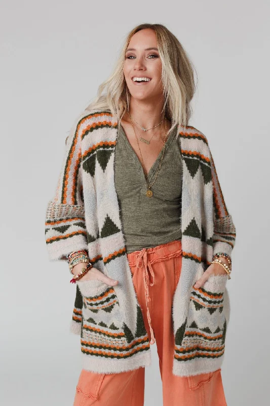 Cardigan with front hem -Keep It Up Oversized Cardigan - Olive