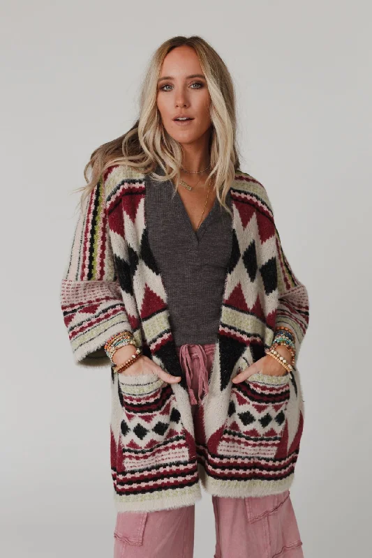 Cardigan for spring walks -Keep It Up Oversized Cardigan - Berry