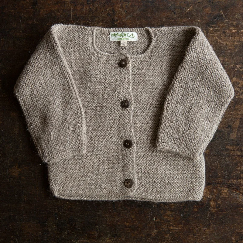 Cardigan with marble print -Baby Hand Knit Alpaca Cardigan - Oatmeal