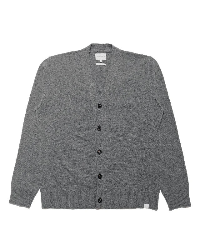 Cardigan with long hem -Norse Projects Standard Merino Lambswool Cardigan Grey Melange