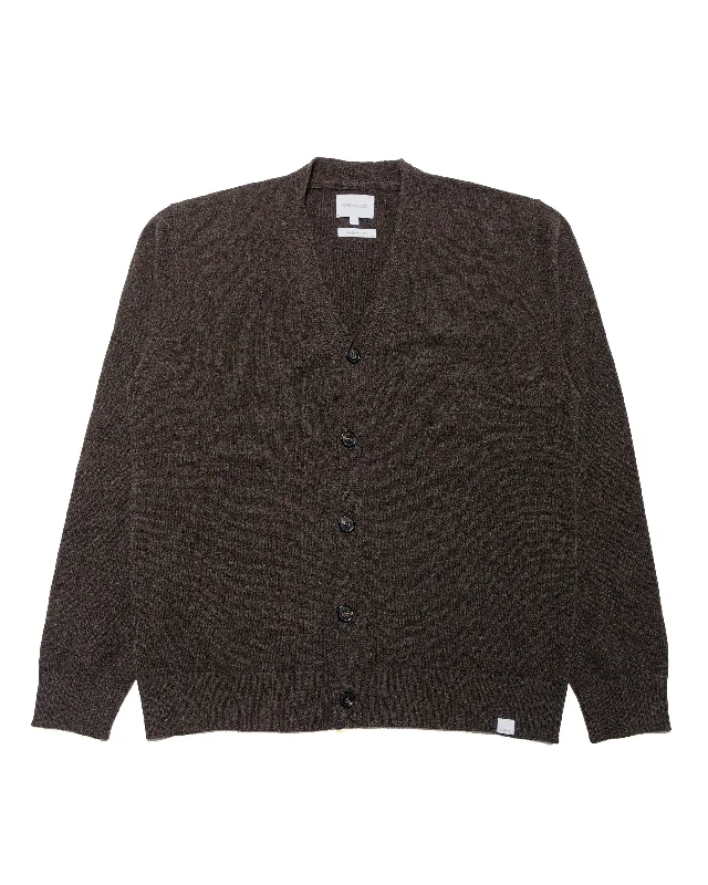 Cardigan for winter trips -Norse Projects Standard Merino Lambswool Cardigan Heathland Brown