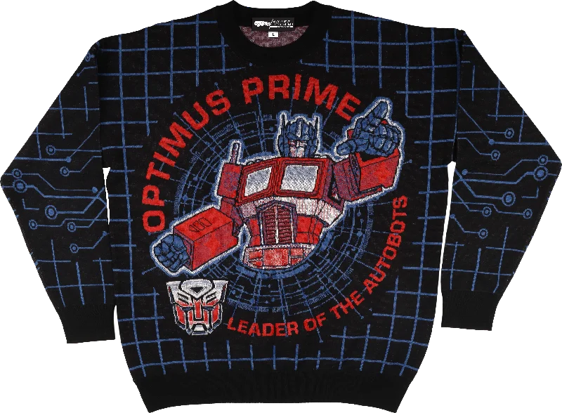 Pullover sweater with short cuffs -Optimus Prime Leader Of The Autobots Transformers Knitted Sweater