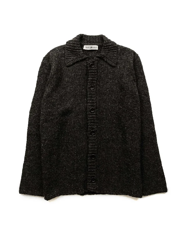 Cardigan with elbow patches -Our Legacy Big Cardigan Shadow Black Funky Acrylic