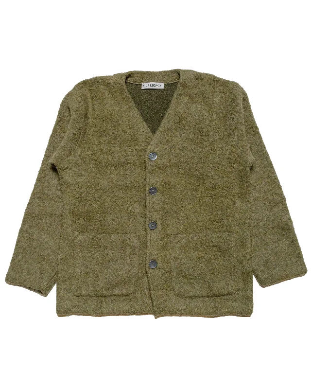 Cardigan for family nights -Our Legacy Cardigan Fresh Moss Tumble Wool