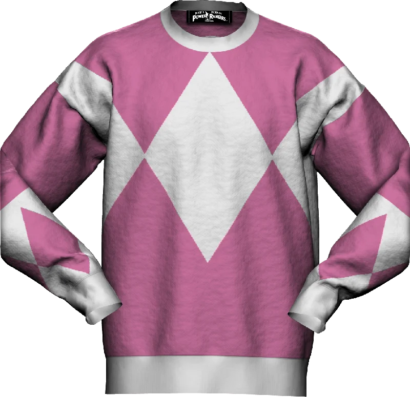 Pullover sweater for festive walks -Pink Ranger Mighty Morphin Power Rangers Knitted Sweater