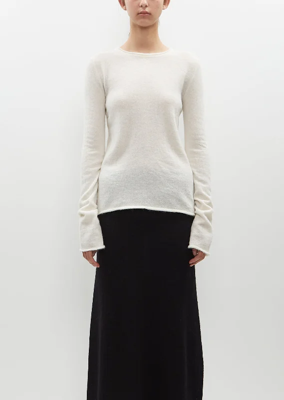 Pullover sweater for fall weddings -Alpaca Knit Crewneck Sweater — Raw White