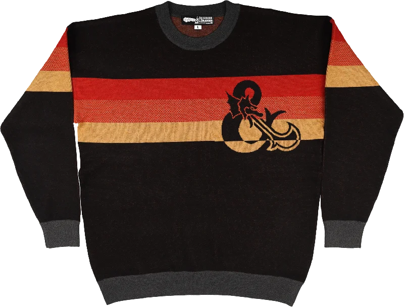 Soft wool pullover sweater -Retro Stripes Dungeons & Dragons Knitted Sweater