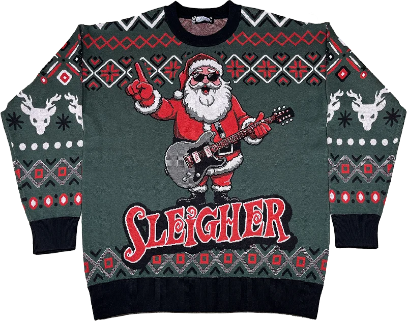 Pullover sweater for winter vacations -Santa Claus Sleigher Knitted Christmas Sweater