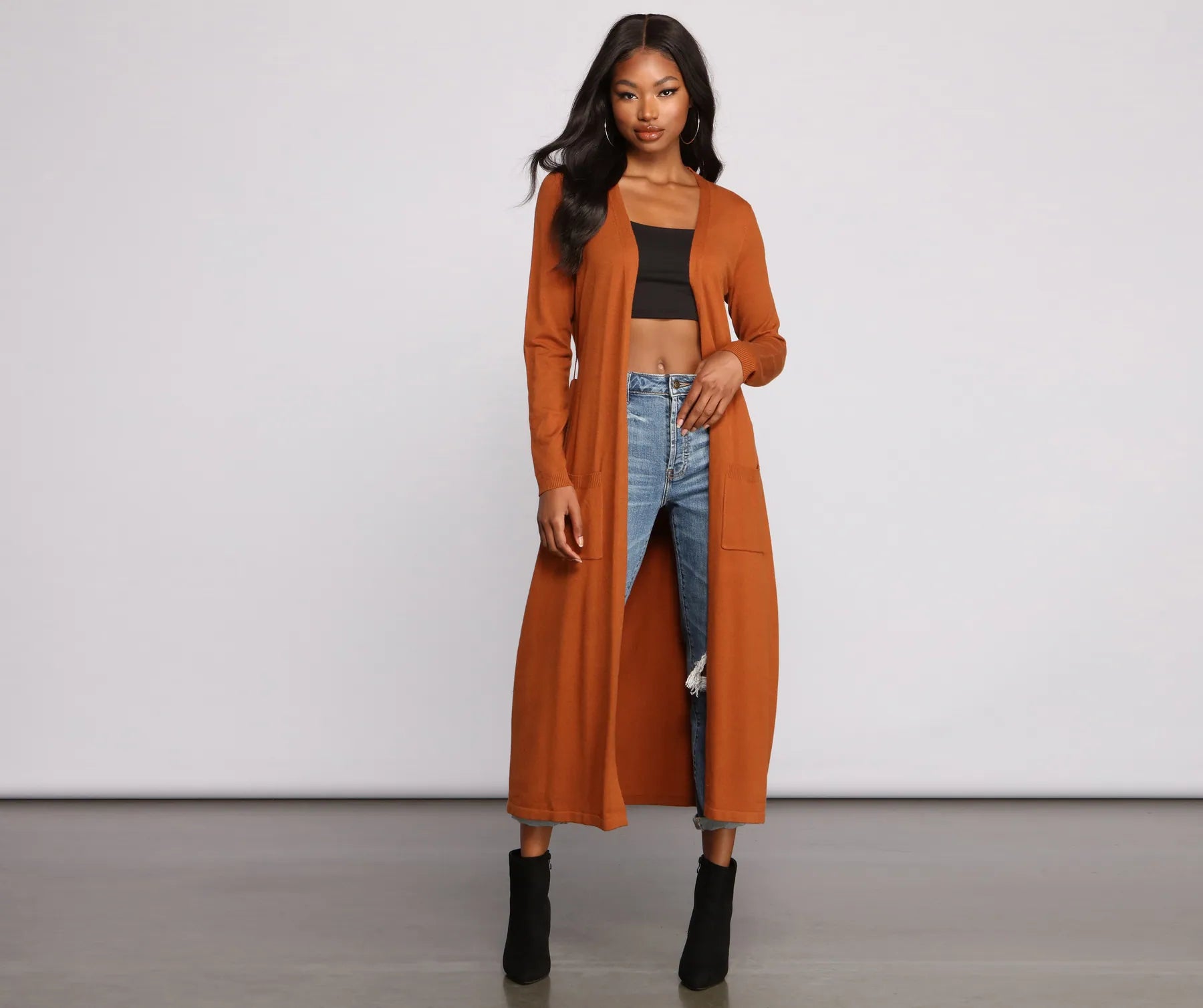 Lightweight cardigan for travel -So Chic Tie Waist Duster