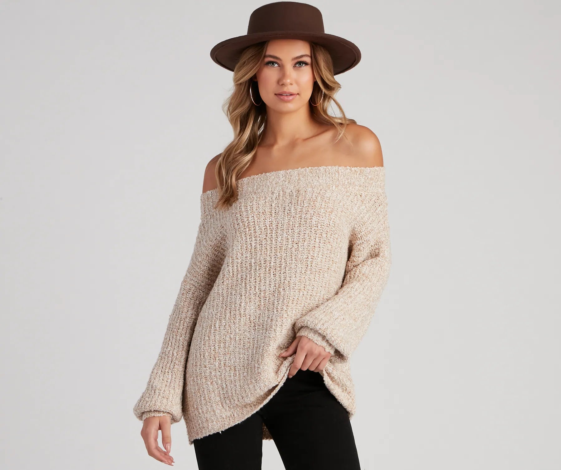 Pullover sweater with thin hem -So Cozy Off-The-Shoulder Sweater