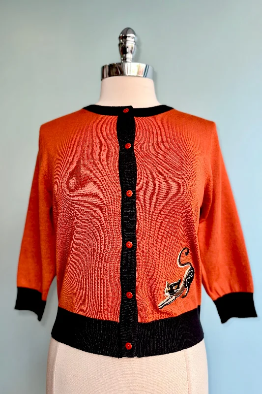 Cardigan with deep hem -Cobweb and Cat Embroidered Leslie Cardigan by Miss Lulo