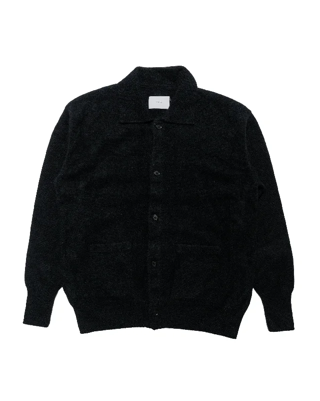 Cardigan for family walks -ssstein Fine Alpaca Knit Collared Cardigan Black