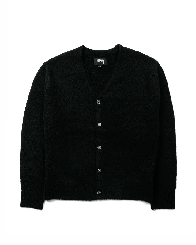 Cardigan with festive trips -Stüssy Brushed Cardigan Black