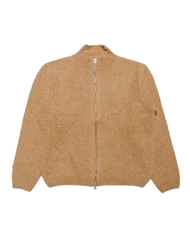 Pullover sweater with deep hem -Stüssy Brushed Mock Full Zip Sweater Camel