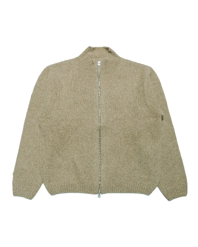 Pullover sweater with long hem -Stüssy Brushed Mock Full Zip Sweater Sage