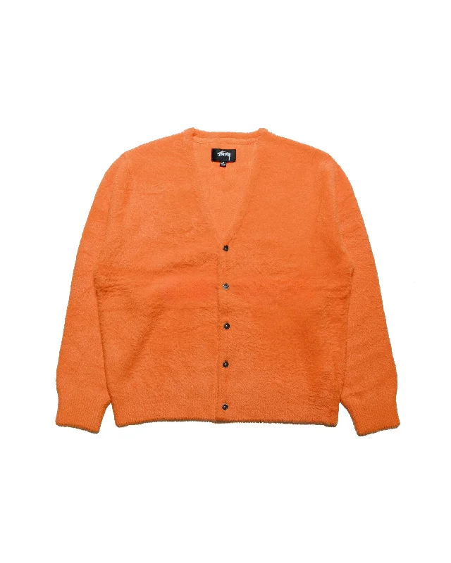 Cardigan with swirl sleeves -Stüssy Shaggy Cardigan Red Orange