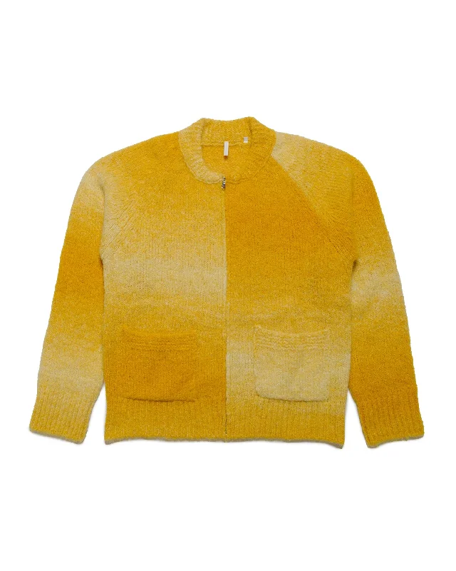 Men’s slim-fit cardigan -Sunflower Ombre Zip Cardigan Yellow