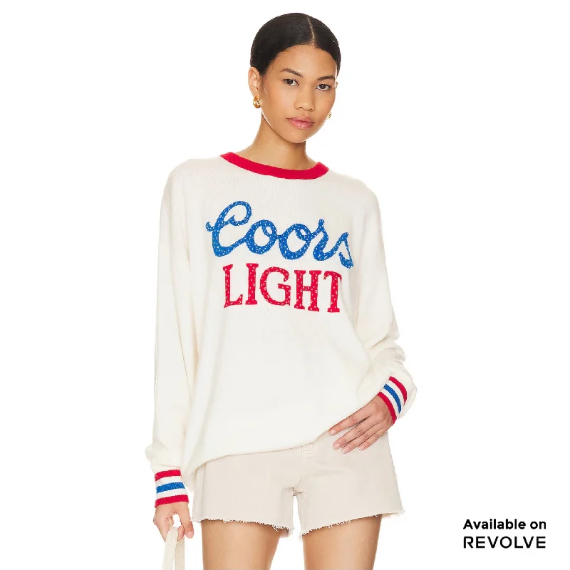 Pullover sweater with side cuffs -Coors Light 1980  - Cashmere Sweater - White & Red