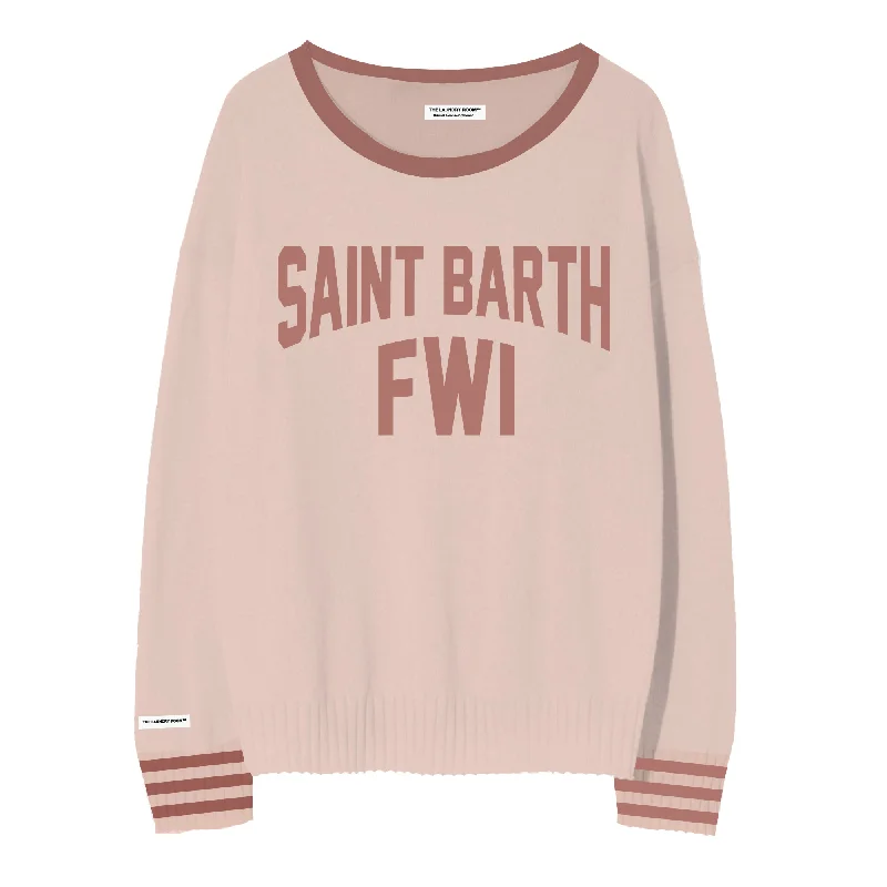 Pullover sweater with animal print -Saint Barth FWI - Cashmere Sweater - Blush Pink